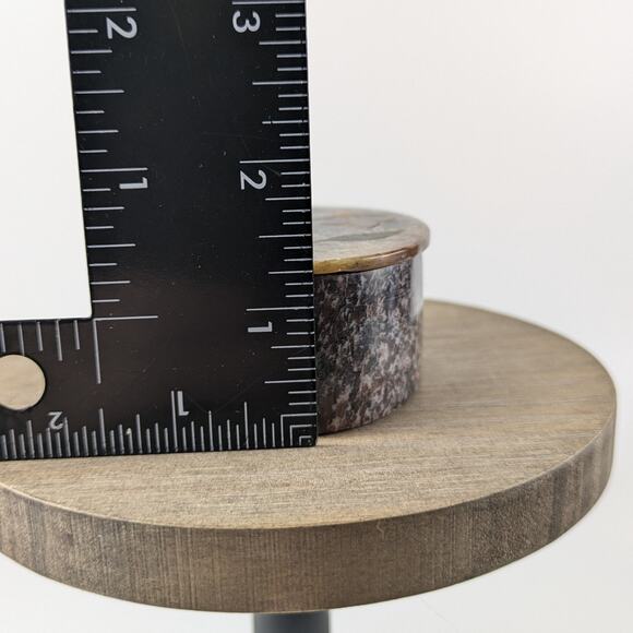 Soapstone Inlay Shell Trinket Box Jewelry Floral Vintage Vanity Oval Unique Gift - Picture 9 of 9